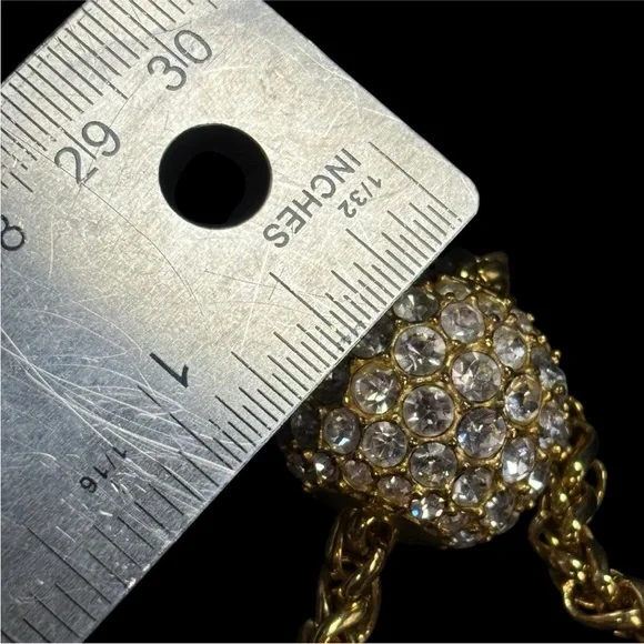 Vintage Joan Rivers Pave' Crystal Ball Necklace Foxtail Chain 30" Long Goldtone - Picture 7 of 16